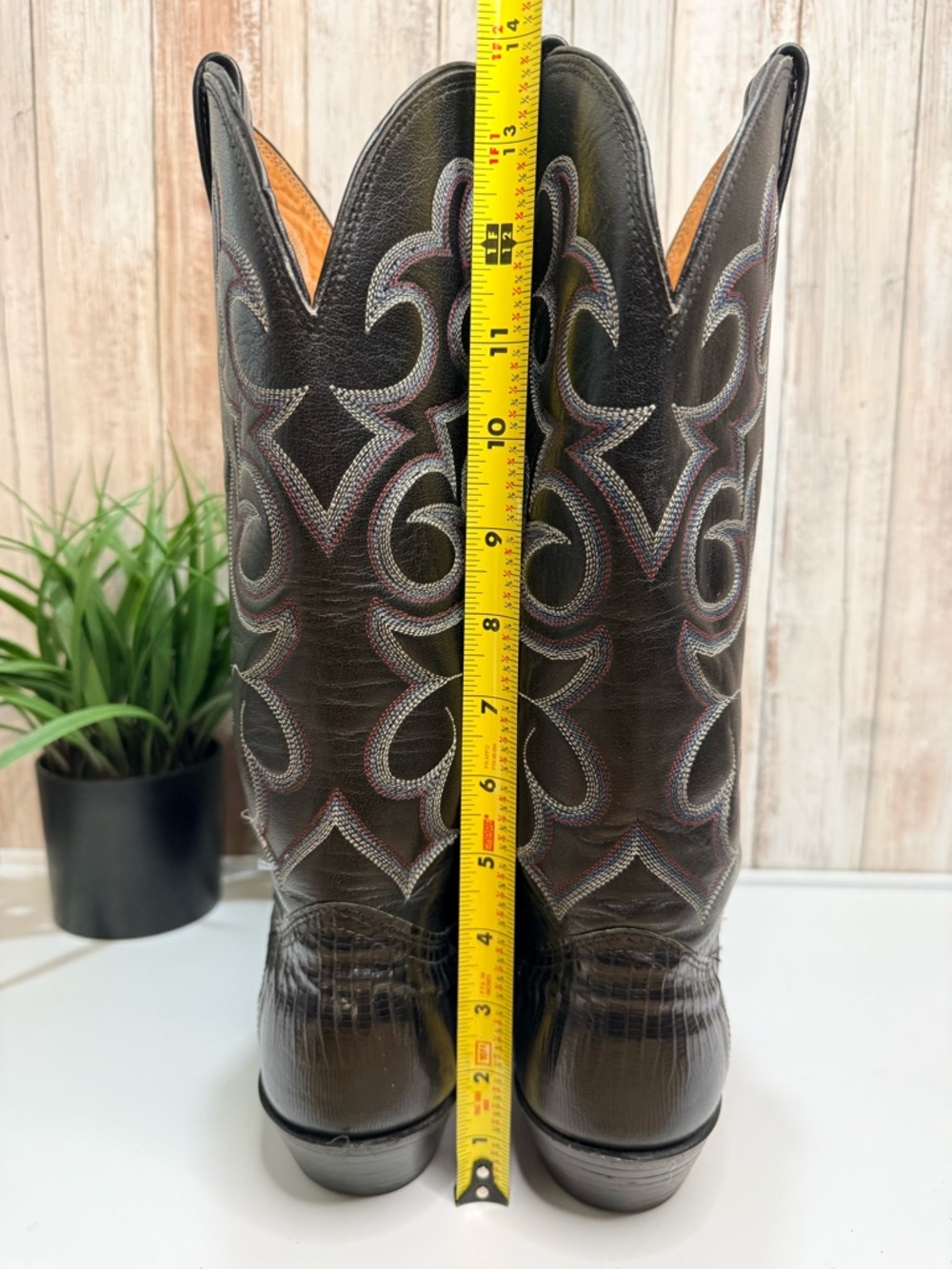 Vintage Nocona cowboy boots crafted from black Teju lizard skin 10 D - Picture 7 of 10